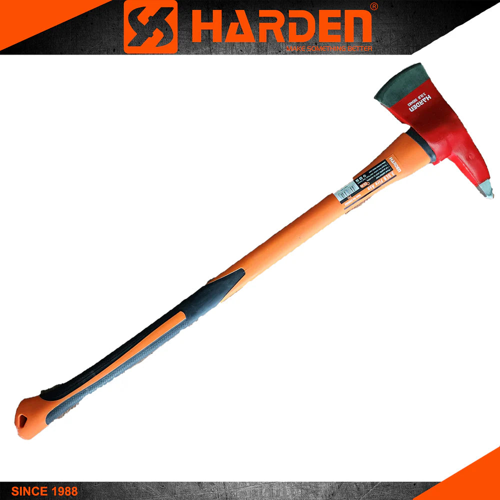 HARDEN 590483 Professional Fire Axe – 2.5kg Forged Steel Head with Shock-Absorbing Fiberglass Handle | Heavy-Duty Rescue & Demolition Pick Head Axe